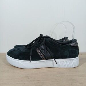 Skechers Sneakers Women 9 Black Leather Lace Up Platform Memory Streetwear Foam